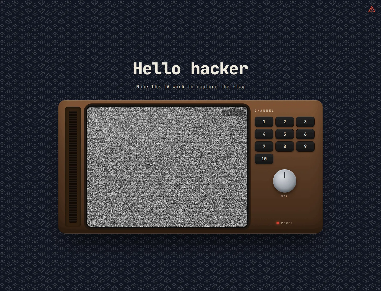 The Bad Reception challenge interface showing a television with channels 1 through 10